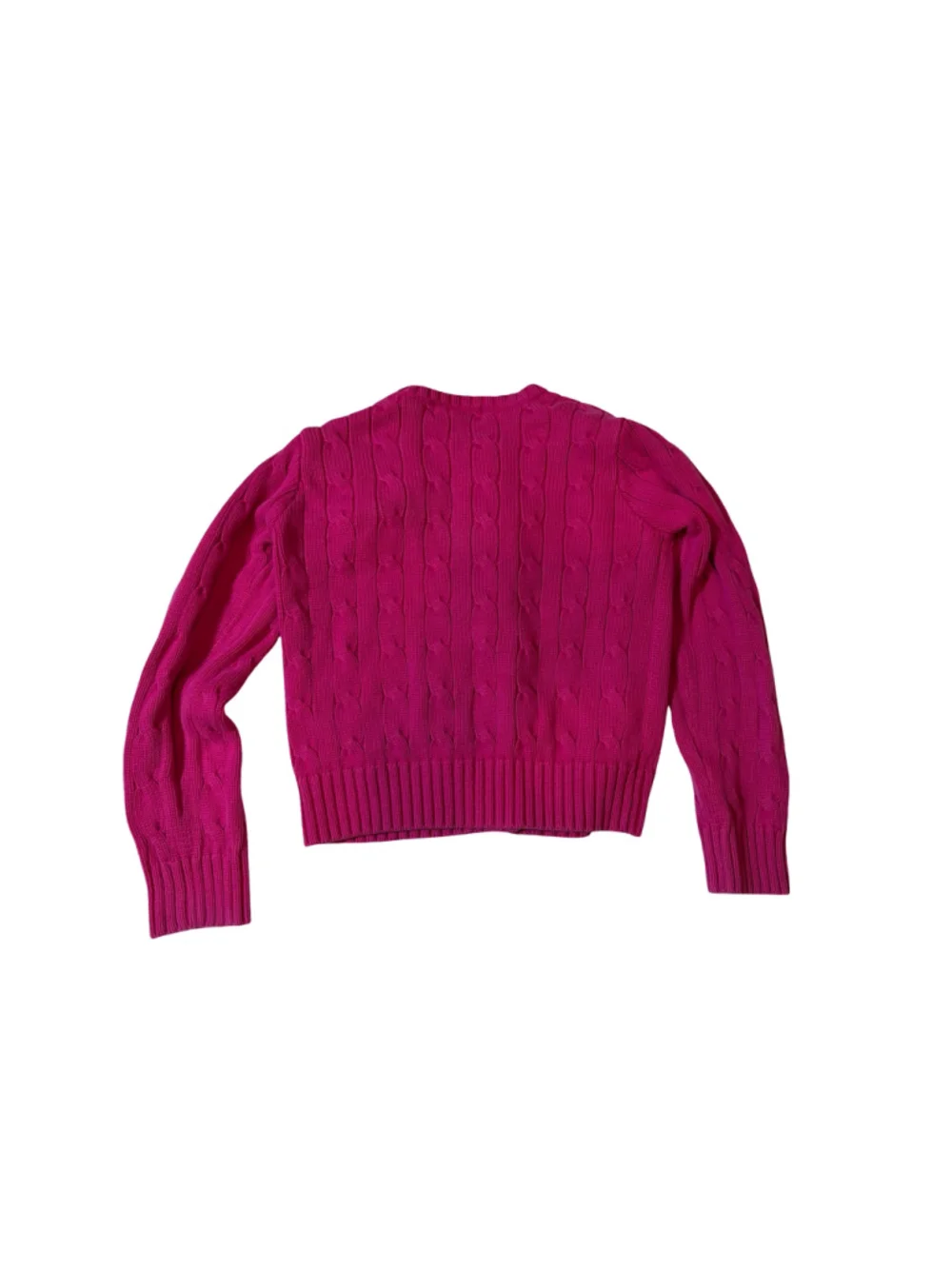Ralph Lauren Girls 5 Pink Cable Knit Cardigan Sweater Pony Logo Cotton Preppy
